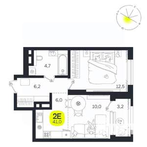 2-к квартира, вторичка, 41м2, 11/27 этаж