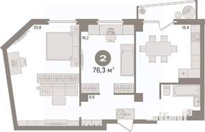 2-к квартира, вторичка, 76м2, 3/16 этаж