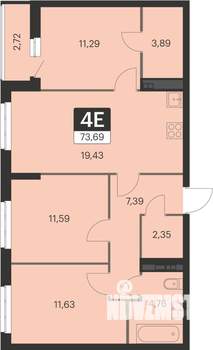 3-к квартира, вторичка, 73м2, 6/12 этаж
