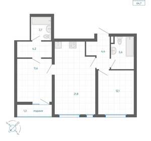 2-к квартира, вторичка, 65м2, 9/32 этаж
