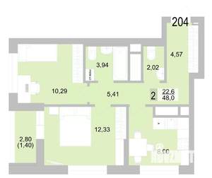 2-к квартира, вторичка, 49м2, 23/24 этаж