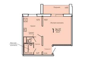 1-к квартира, вторичка, 39м2, 4/10 этаж