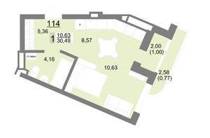 Студия квартира, вторичка, 30м2, 16/22 этаж