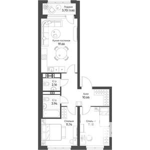 2-к квартира, вторичка, 61м2, 15/16 этаж