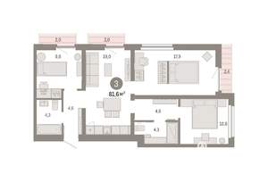 3-к квартира, вторичка, 82м2, 7/9 этаж