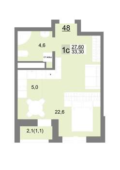 Студия квартира, вторичка, 33м2, 9/26 этаж