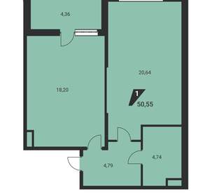 2-к квартира, вторичка, 51м2, 7/25 этаж