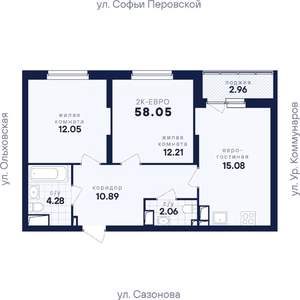 2-к квартира, вторичка, 58м2, 10/17 этаж