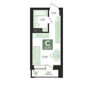 Студия квартира, вторичка, 23м2, 4/23 этаж