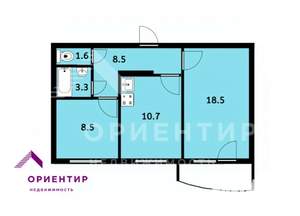 2-к квартира, вторичка, 51м2, 1/16 этаж