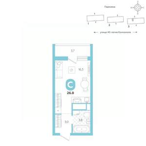 Студия квартира, вторичка, 27м2, 15/16 этаж