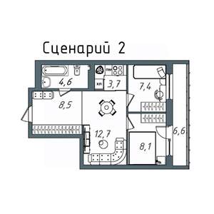 1-к квартира, вторичка, 52м2, 19/20 этаж