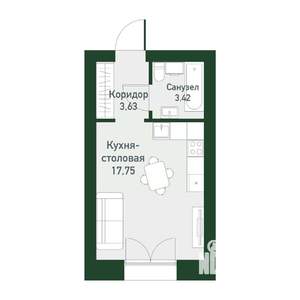 Студия квартира, вторичка, 24м2, 2/4 этаж