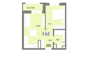 1-к квартира, вторичка, 39м2, 24/26 этаж