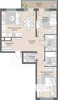 2-к квартира, строящийся дом, 88м2, 3/28 этаж