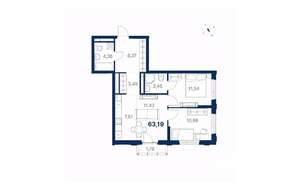 2-к квартира, вторичка, 63м2, 4/28 этаж