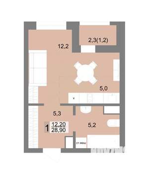 1-к квартира, вторичка, 29м2, 5/25 этаж