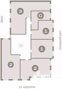 1-к квартира, вторичка, 53м2, 4/9 этаж