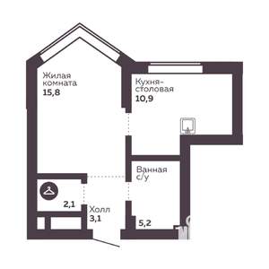 1-к квартира, вторичка, 37м2, 22/30 этаж