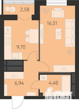 1-к квартира, вторичка, 40м2, 20/31 этаж
