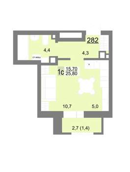 Студия квартира, вторичка, 26м2, 9/18 этаж