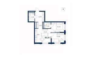 2-к квартира, вторичка, 61м2, 26/28 этаж