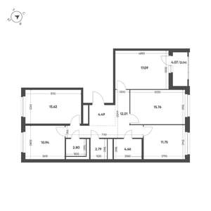 4-к квартира, вторичка, 100м2, 9/15 этаж
