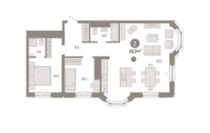 2-к квартира, вторичка, 82м2, 12/24 этаж