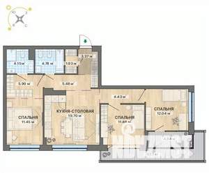 3-к квартира, вторичка, 98м2, 3/12 этаж
