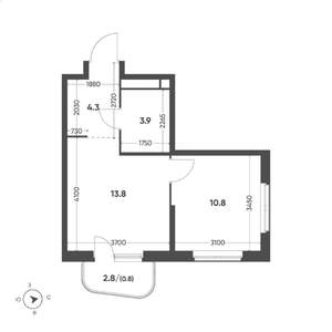 1-к квартира, вторичка, 34м2, 12/15 этаж