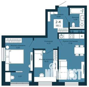2-к квартира, вторичка, 58м2, 19/25 этаж