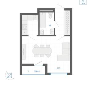 Студия квартира, вторичка, 31м2, 15/32 этаж