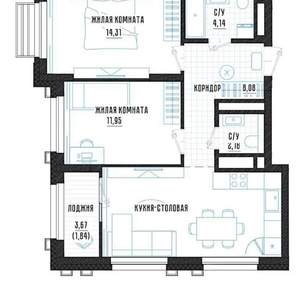 2-к квартира, вторичка, 67м2, 5/31 этаж