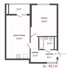 1-к квартира, вторичка, 50м2, 13/17 этаж