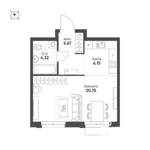 Студия квартира, вторичка, 37м2, 11/25 этаж