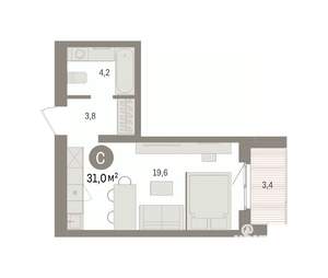 Студия квартира, вторичка, 31м2, 4/8 этаж