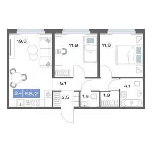 1-к квартира, строящийся дом, 42м2, 12/20 этаж