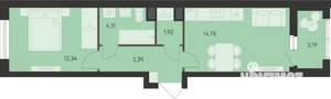 1-к квартира, вторичка, 40м2, 2/18 этаж