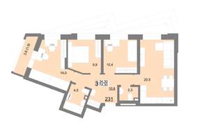 3-к квартира, вторичка, 74м2, 2/18 этаж