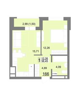 1-к квартира, вторичка, 38м2, 17/22 этаж