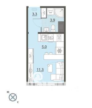Студия квартира, вторичка, 24м2, 7/24 этаж