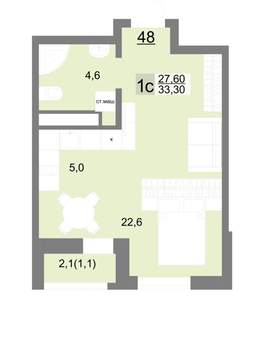 Студия квартира, вторичка, 33м2, 9/26 этаж
