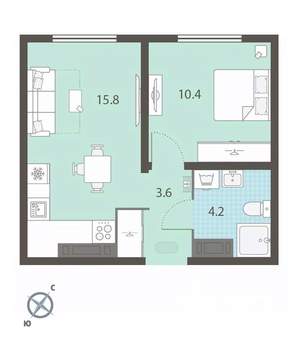 1-к квартира, вторичка, 34м2, 19/25 этаж