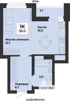 1-к квартира, строящийся дом, 36м2, 2/25 этаж