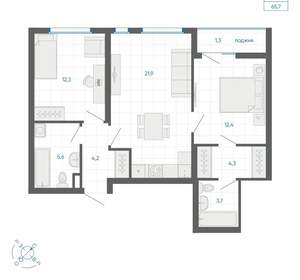 2-к квартира, вторичка, 66м2, 17/32 этаж