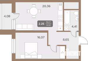 2-к квартира, вторичка, 52м2, 21/24 этаж
