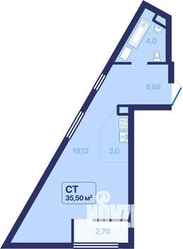 Студия квартира, вторичка, 36м2, 16/27 этаж