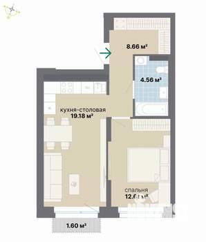 1-к квартира, вторичка, 47м2, 5/26 этаж