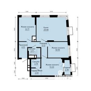 3-к квартира, строящийся дом, 80м2, 24/31 этаж