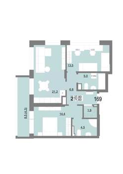 2-к квартира, вторичка, 72м2, 3/25 этаж